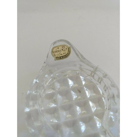 Vintage Bohemia Glass Crystal Salt and Peppers with Crystal Glass lids and Stand - Picture 8 of 12